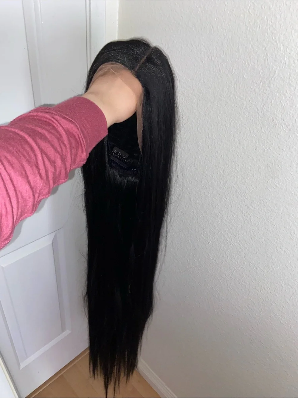 Long black lace wig